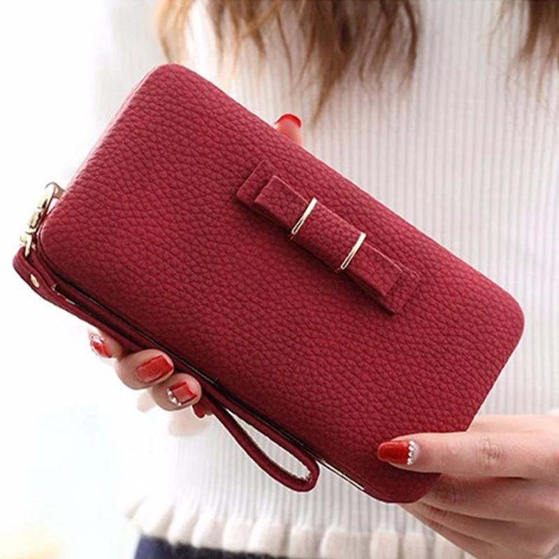

Brand Women Wallets Bowknot Long Coin Purses Designer Clutch Wallet Female Money Credit Card Holder Ladies Purses Cellphone bags