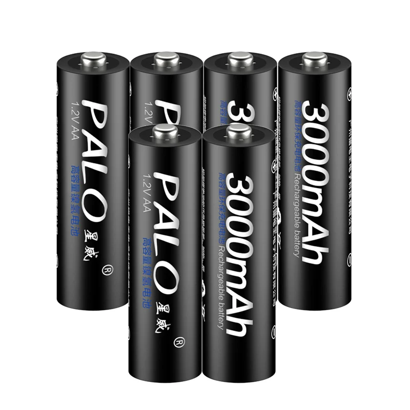 6x3000 6 шт.* PALO AA батарея Ni-MH 1,2 V 3000MAH AA перезаряжаемые батареи 2A Bateria Baterias с 1 батарейный чехол - Цвет: 6x3000
