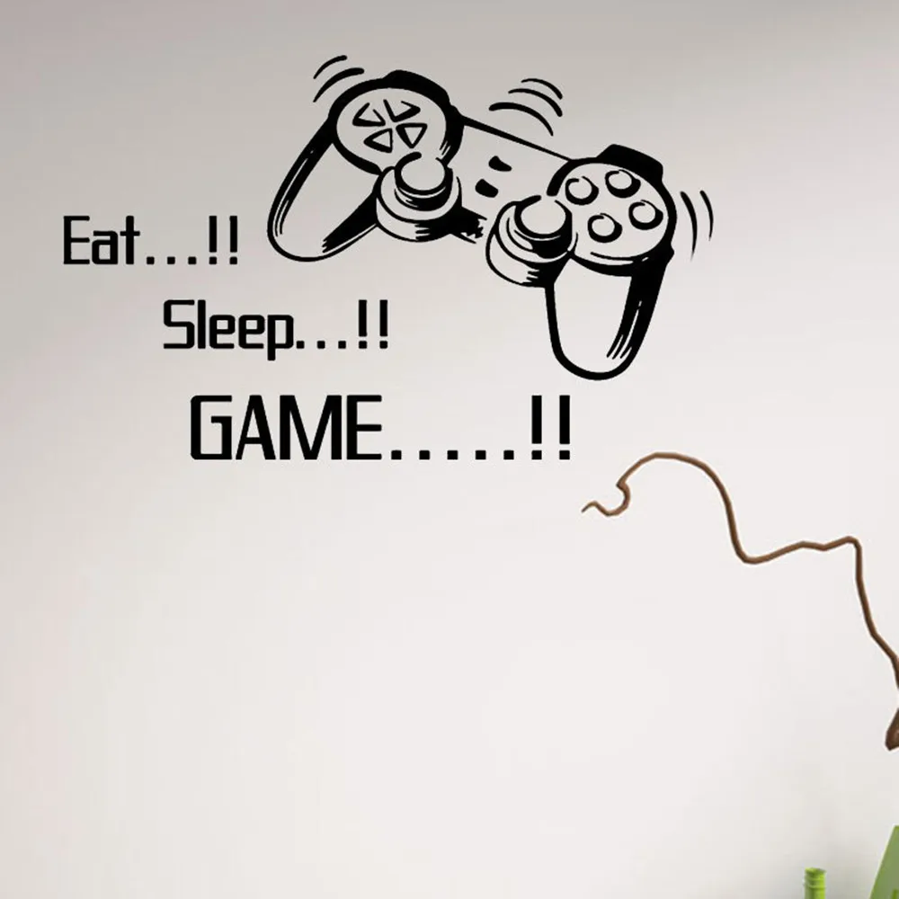 Eat Sleep Game виниловые наклейки на стену с буквами джойстик геймпад геймер настенные