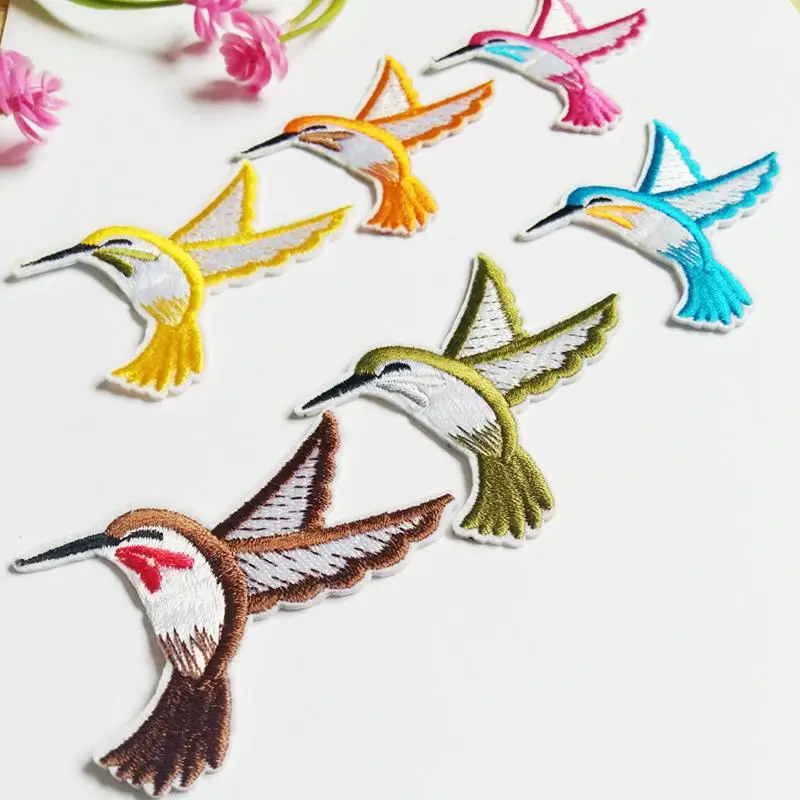 6PCS Embroidered Patches for Clothing Hummingbird Iron On Embroidery Sewing Sequins | Дом и сад
