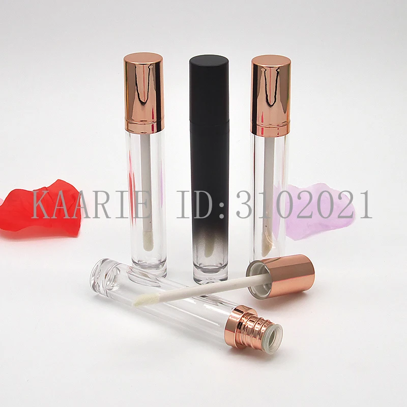 

5.5ML Black Plastic Empty Cosmetic Lip Gloss Tube, Gold High Quality Portable Professional Lip Oil Bottle, Liquid Lipstick Tube