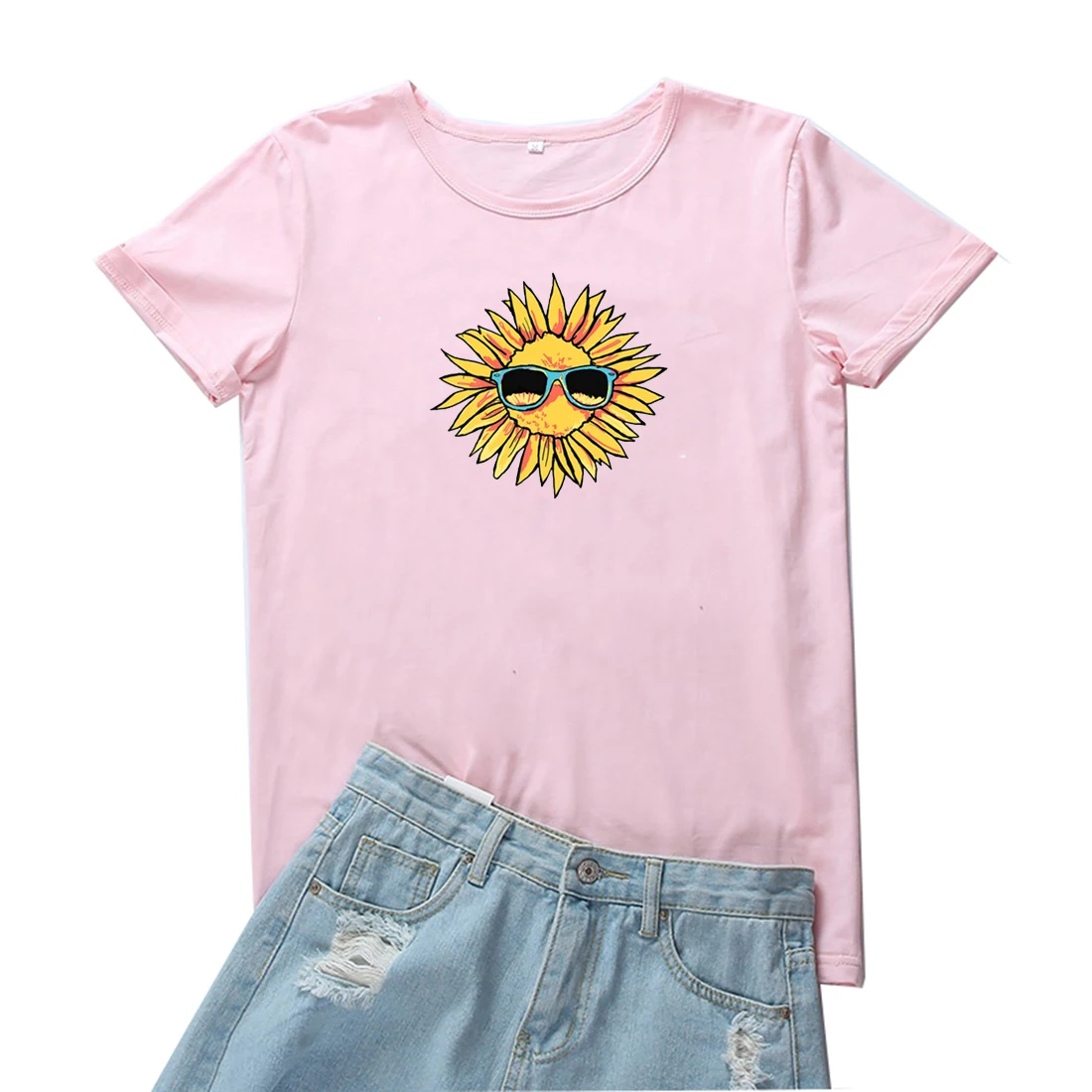 

Cool Cool Sunflower Women Tshirt Personality Print Tops Camiseta Mujer Loose O-neck Women T-shirt Funny Graphic T Shirts Femme