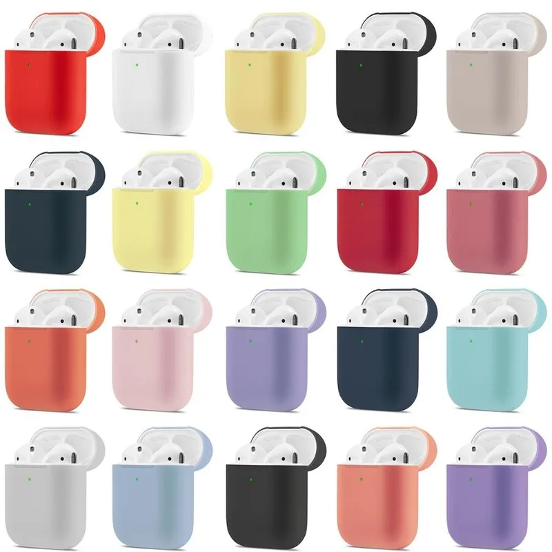 Жидкий силиконовый чехол для наушников Apple Airpods 2 с чехлом зарядки Bluetooth простой