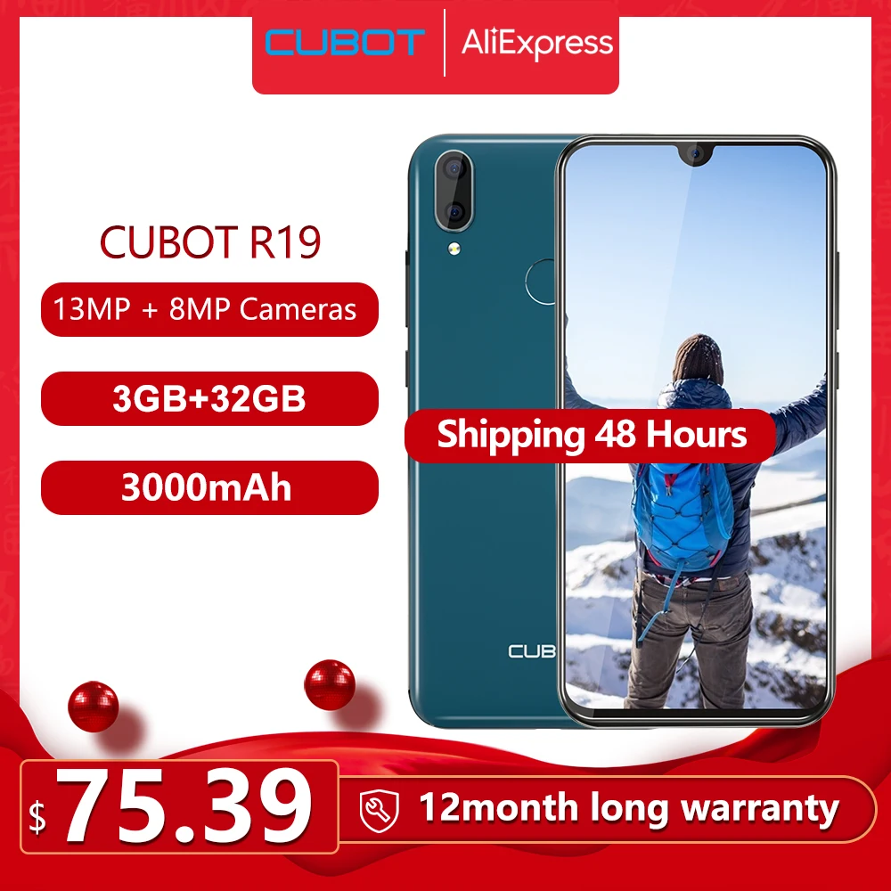 Смартфон Cubot R19 5 71 &quot19:9 Waterdrop полный экран 3 Гб + 32 ГБ Android 9 0 Pie MT6761(Helio A22) Задняя