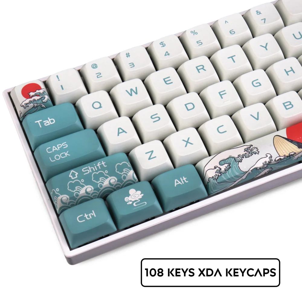108 Keys XDA Profile PBT Keycap Japanese Ukiyo-e Keycaps For GK61 Cherry MX Switch Mechanical Keyboard