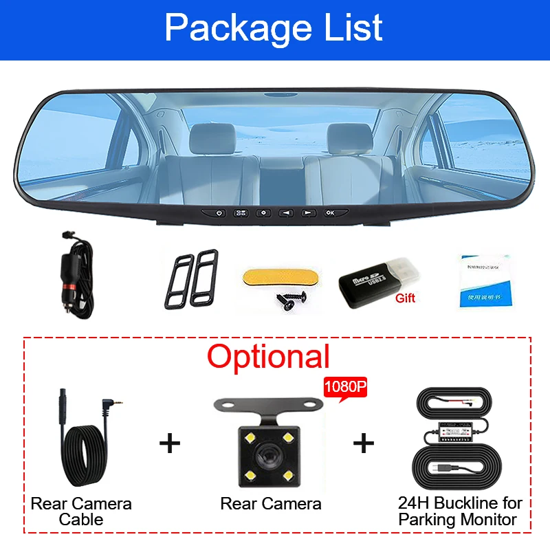 4 3 дюймов Видеорегистраторы для автомобилей авто зеркало Регистраторы 1080P FHD