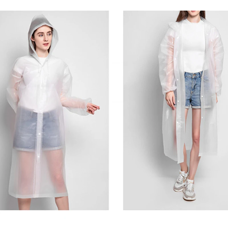 Модный прозрачный дождевик PEVA для женщин и мужчин Толстовка взрослых с капюшоном