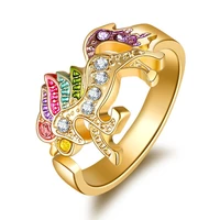 fashion cute rainbow horse ring for charm women jewelry for kids daughter birthday wedding gift two colors cartoon ring