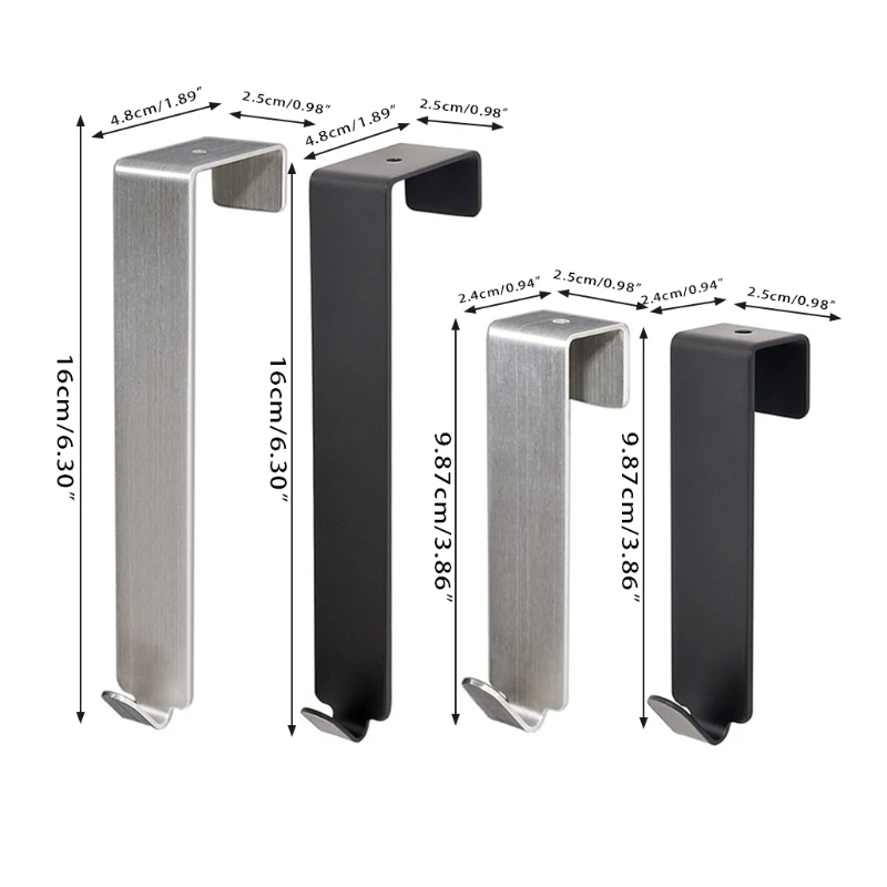 

11UA 4 Pieces Stainless Steel Over Door Hook with No Perforation and No Trace High Quality Hanging Hooks for Hats/ Handbags
