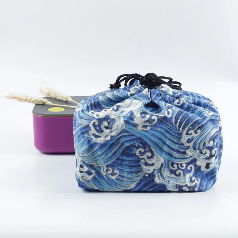 

100PCS / LOT Japanese Style Lunch Bag Insulated Radiator Simple Meal Package Portable Cotton & Linen Storage Picnic Bag