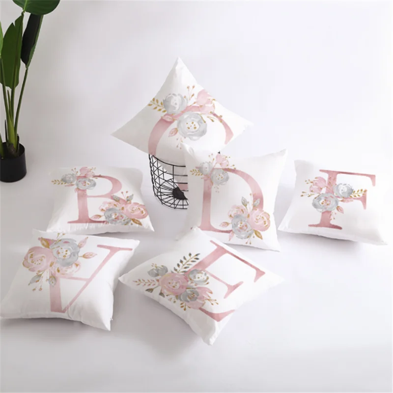 Ins наволочка в скандинавском стиле розовый 26 букв Цветок Наволочка машина диван