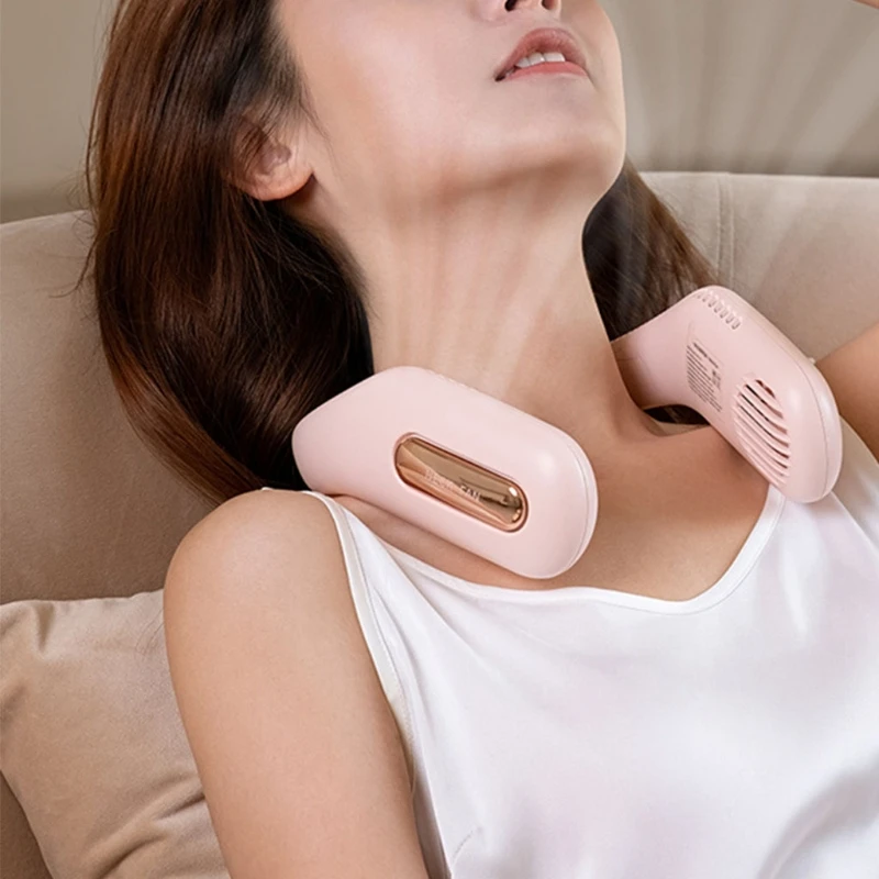 

Portable Hands Free Neck Fan 360 Degree Lazy Neckband Fan Surround Air Outlets USB Rechargeable Hanging Fan Silent Bladeless