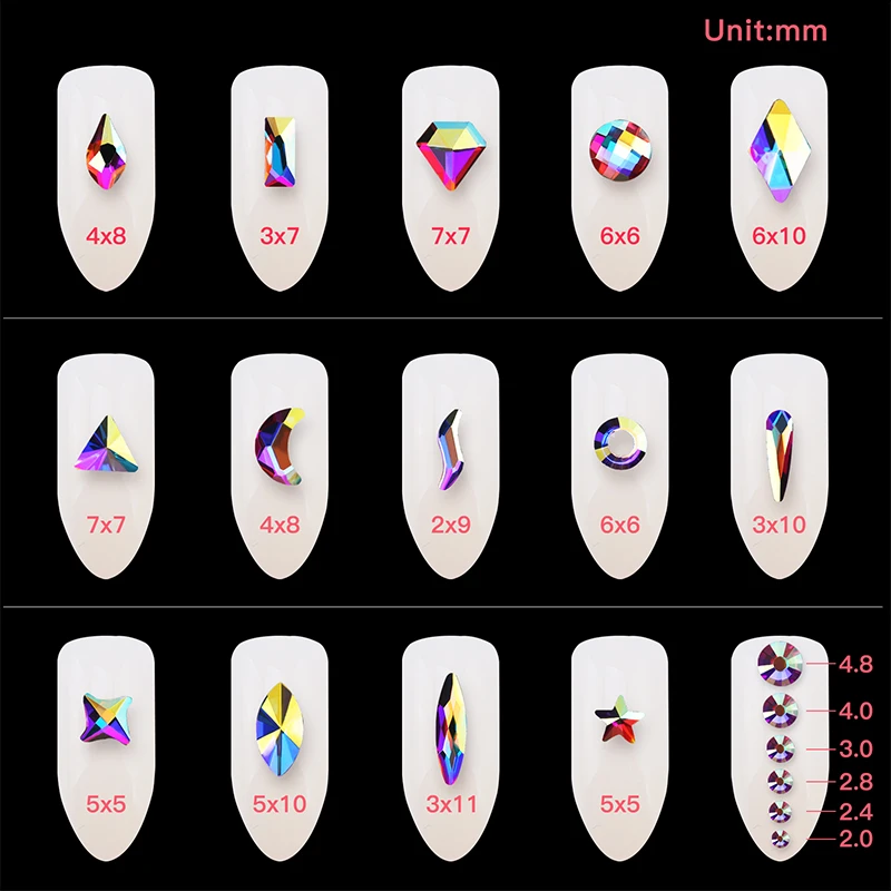 Стеклянные стразы с плоским основанием для дизайна ногтей | Дом и сад