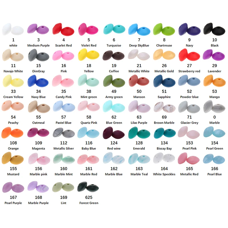QHBC 12MM 500pcs Lentil Loose Beads Silicone Baby Teether BPA Free Newborn Teething Necklace Nurse Pacifier Chain Fitting