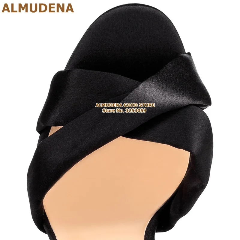 ALMUDENA/красные атласные босоножки с большим бантом; свадебные туфли на шпильке из шелковой ткани со шнуровкой и бантом; туфли-лодочки для сцены в стиле знаменитостей