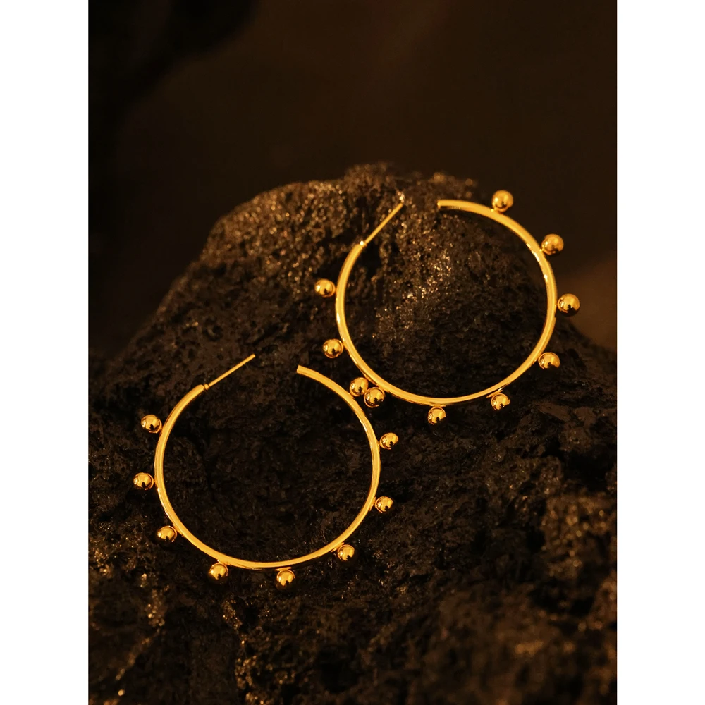 

Yhpup Trendy Round Hollow Ball Hoop Earrings for Women 18 K Stainless Steel Geometric Earrings 2021 Jewelry Party Gift
