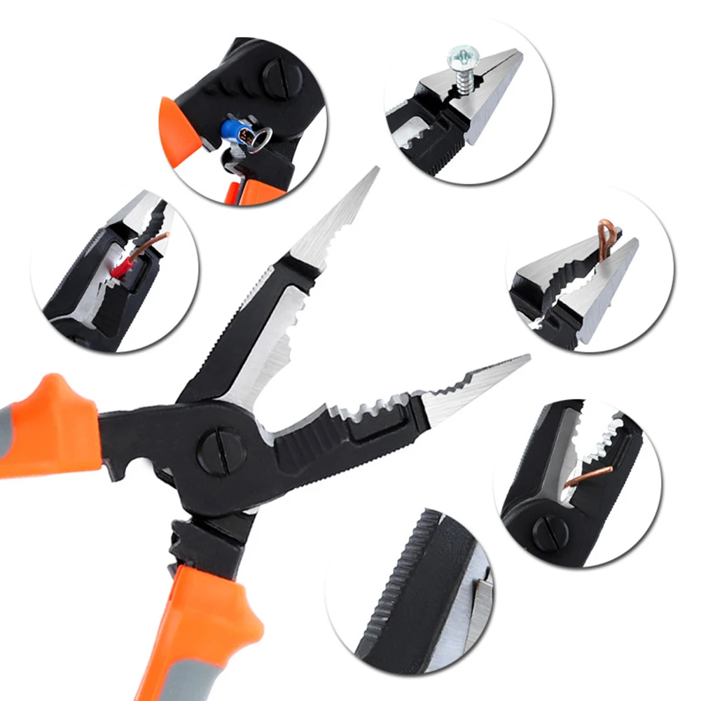 

5 In 1 8" Electrician Plier Burr Repair Stripping Professional Hand Tool Portable Multifunctional Wire Stripper Rubber Handle