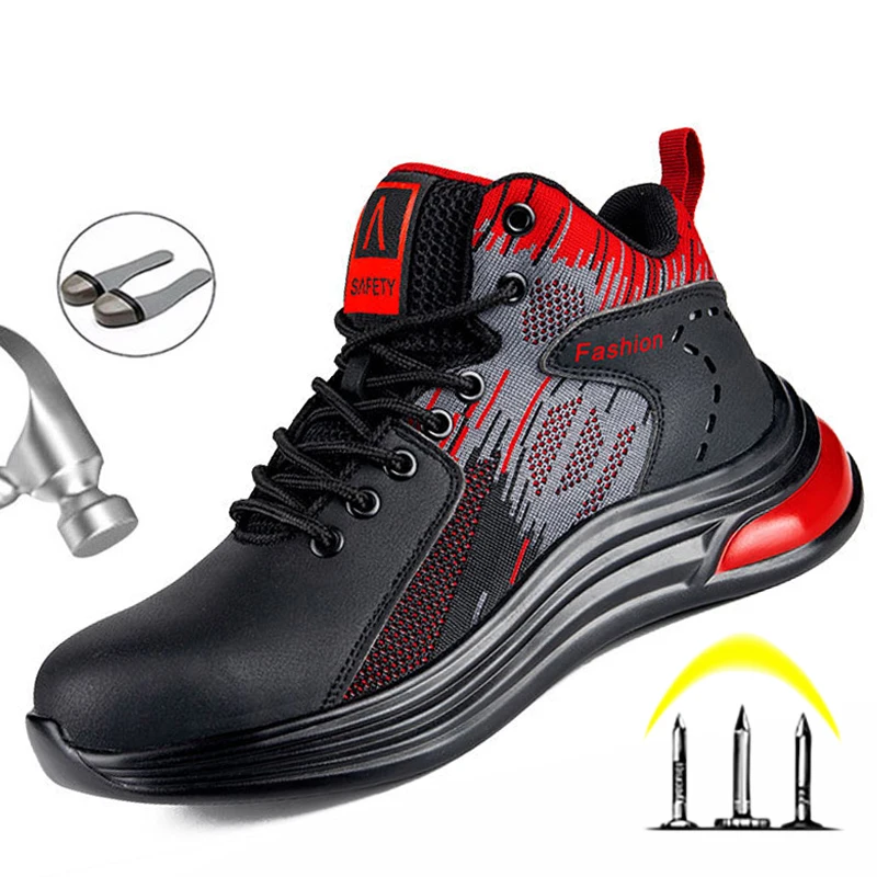 Male Work Shoes Construction Steel Toe Safety Shoes For Men Work Sneakers Outdoor Safety Boots Anti-smashing Security Work Boots