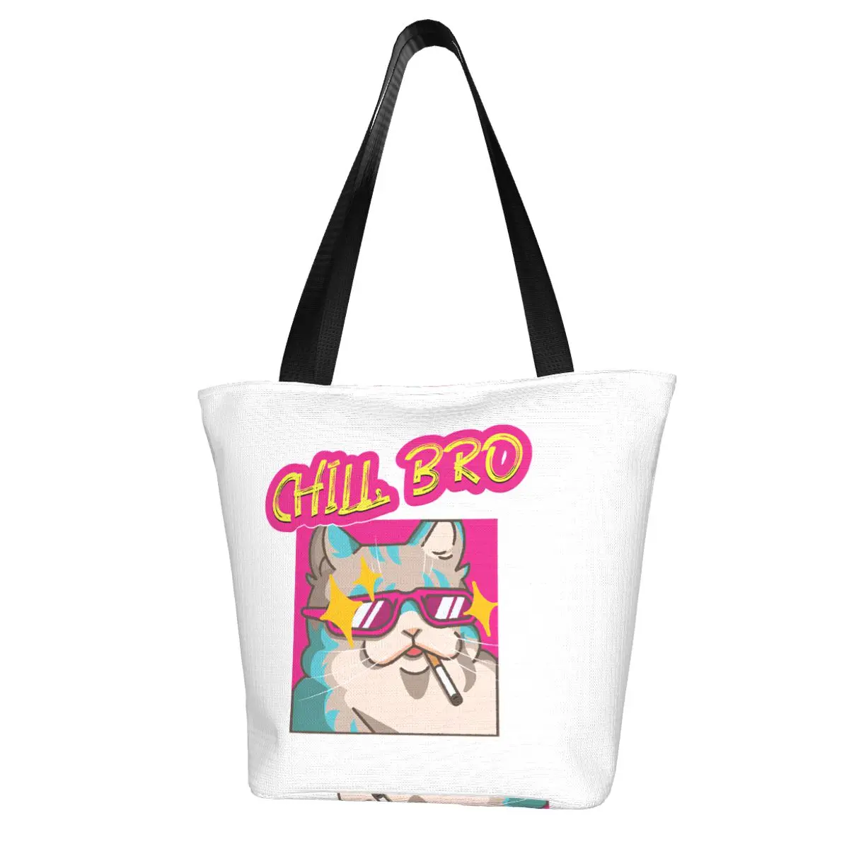 Chill Bro Cool Cat Shopping Bag Aesthetic Cloth Outdoor Handbag Female Fashion Bags