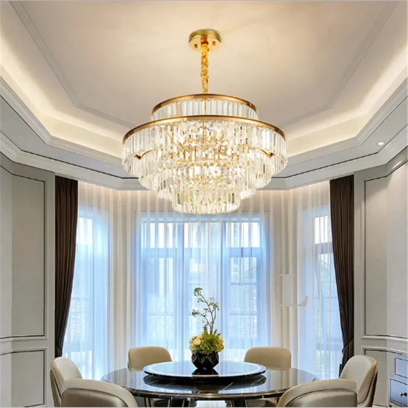 Хрустальная люстра из нержавеющей стали для гостиной современный светильник в