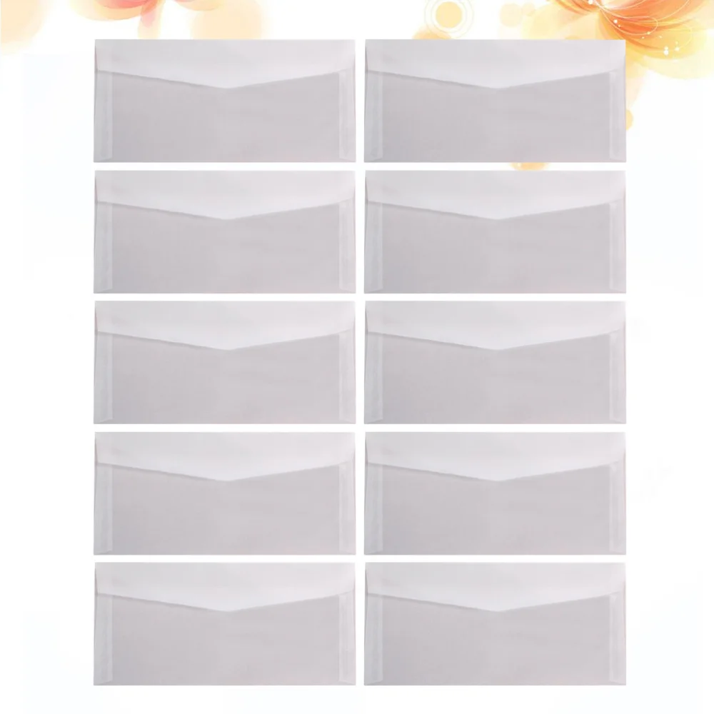 

20Pcs 11x16cm Translucent Bronzing Blank Paper Envelopes Paper Container Invitations Postcard Envelope for Writing Letters(White