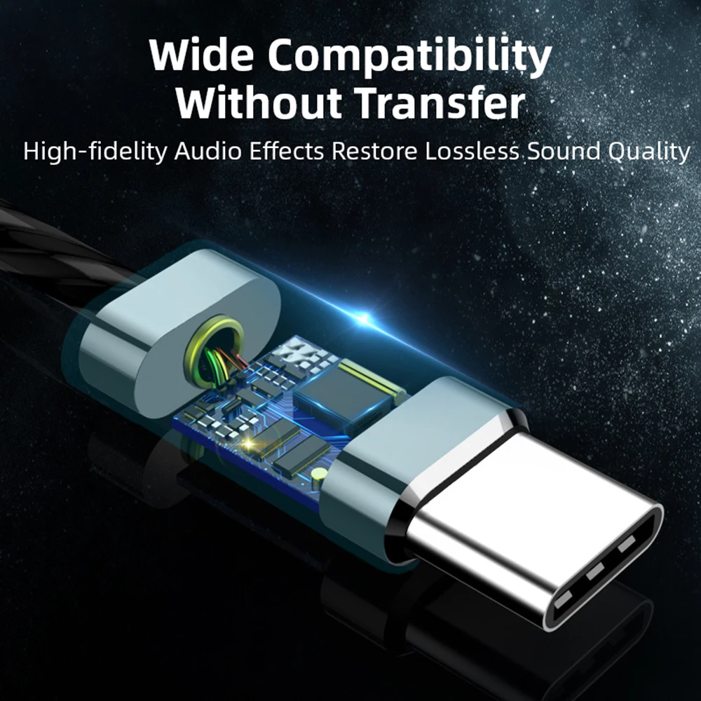 Проводные наушники вкладыши с разъемом Type C спортивные позолоченным покрытием