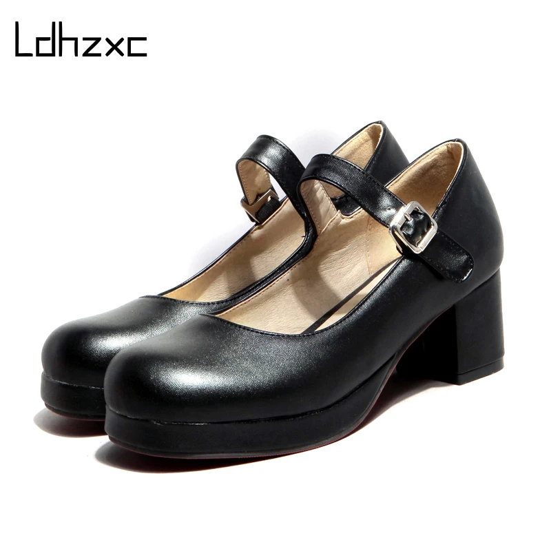 

LDHZXC Womens Round Toe Leopard Platform Pumps Block High Heel Shoes Lolita Cosplay Sexy Halloween New 2020