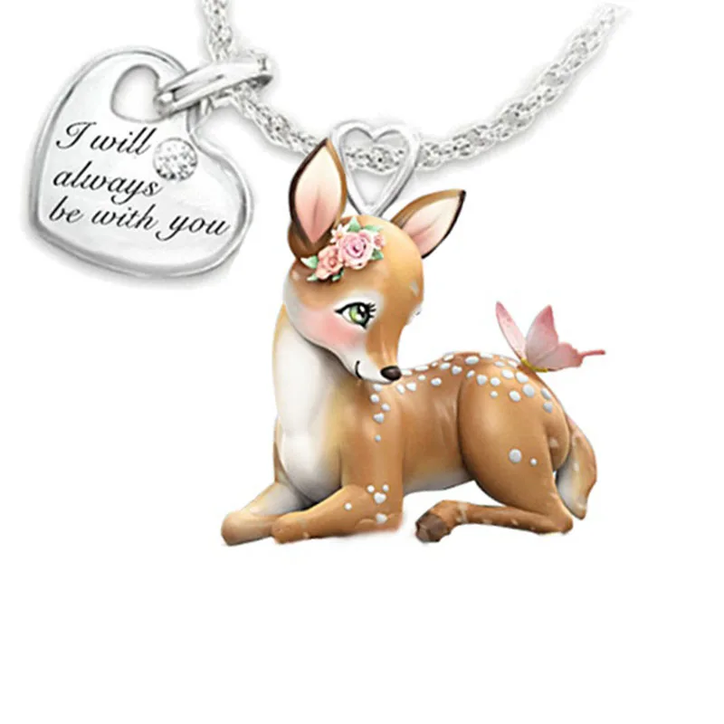 

Girls Necklace 925 Sterling Silver Deer Necklace Princess Jewelry Gift