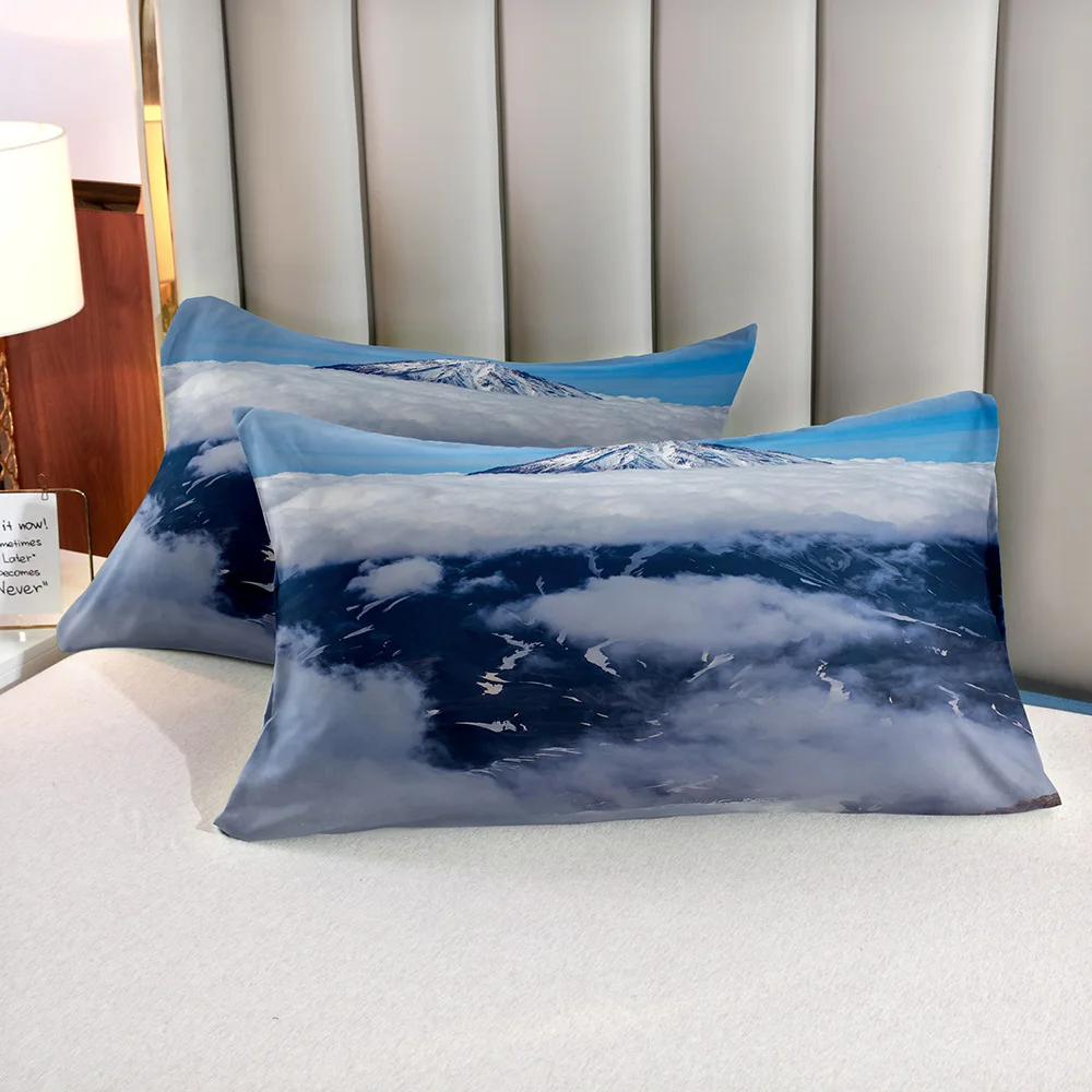 Натуральная тема снег горы пододеяльник с облаком рисунок гор одеяло покрывала