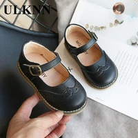 ulknn new grils leather shoes casual girls autumn winter kids pu show white shoes childrens black pink size 21 30 flats