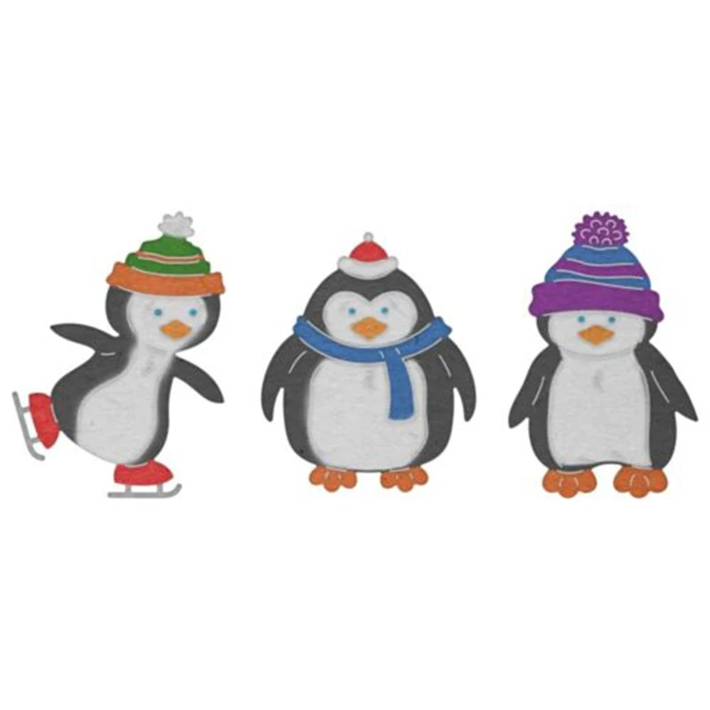 Металлические трафареты для вырезания трех пингвинов скрапбукинга фотоальбома