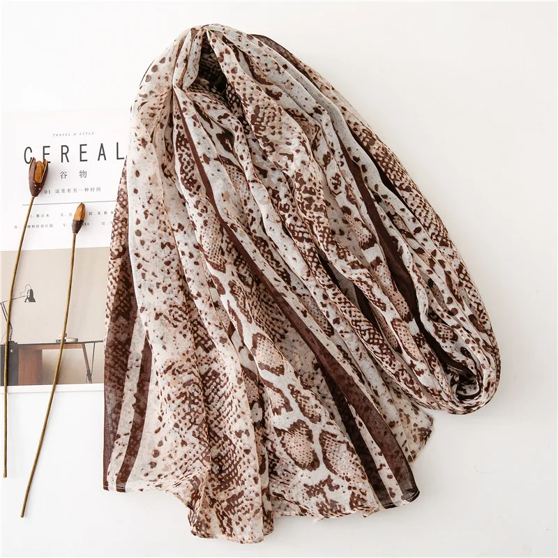 

Designer Women Snake Print Scarf Wrap 2020 New Style Female Spring Cotton Scarves Shawls Foulard Femme Bufanda Mujer Beach Scarf