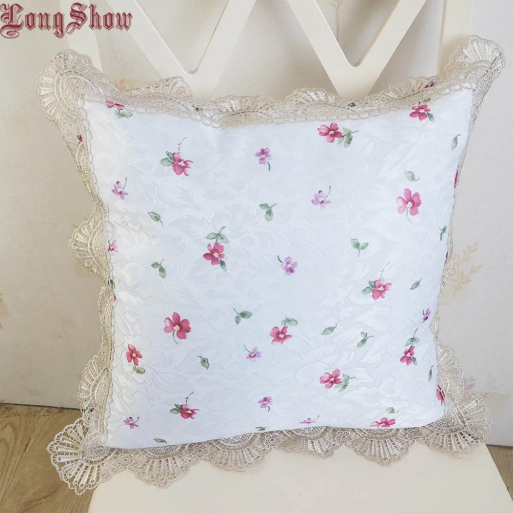 LongShow, Новое поступление, мягкий, плюшевый, жаккардовый, 45x45 см, квадратный чехол для подушки, наволочка с элегантной кружевной отделкой - Цвет: 1309