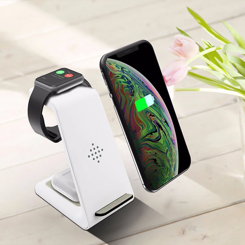 10 Вт Быстрая зарядка 3 в 1 беспроводная зарядная док станция для Apple Iphone 12 11 Pro 8 Plus