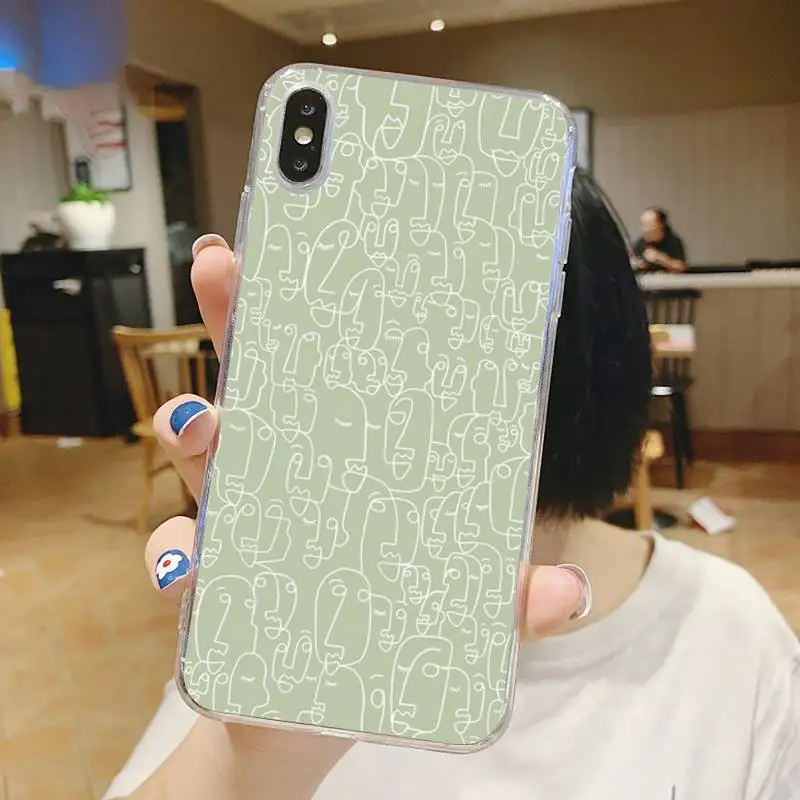 

Abstract artistic face aesthetics line Phone Case Transparent for iPhone 6 7 8 11 12 s mini pro X XS XR MAX Plus