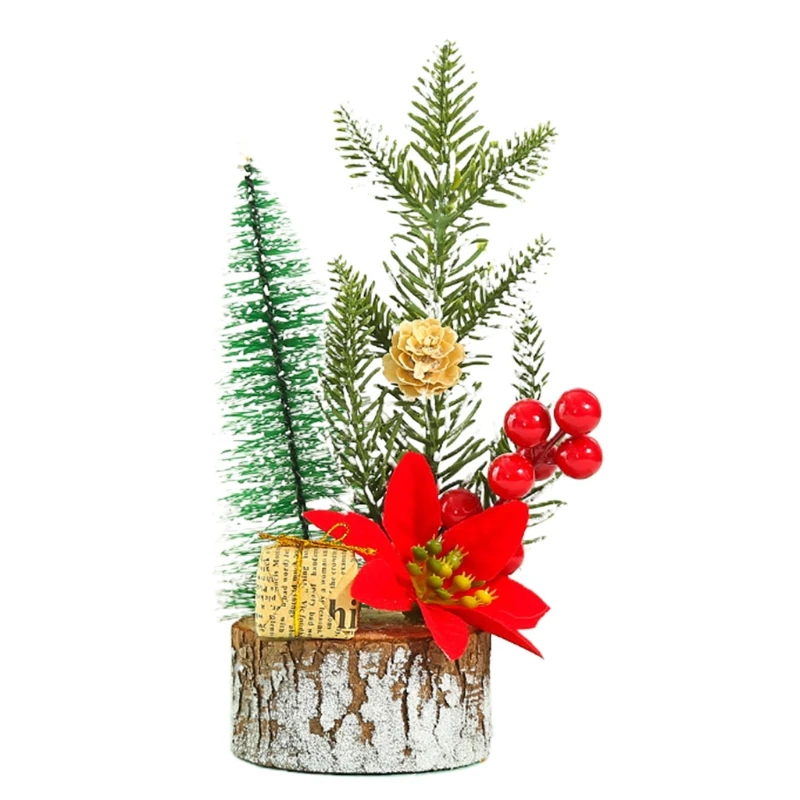 

Q0KF Artificial Mini Christmas Tree Desktop Ornament Xmas Party Home Office Decor
