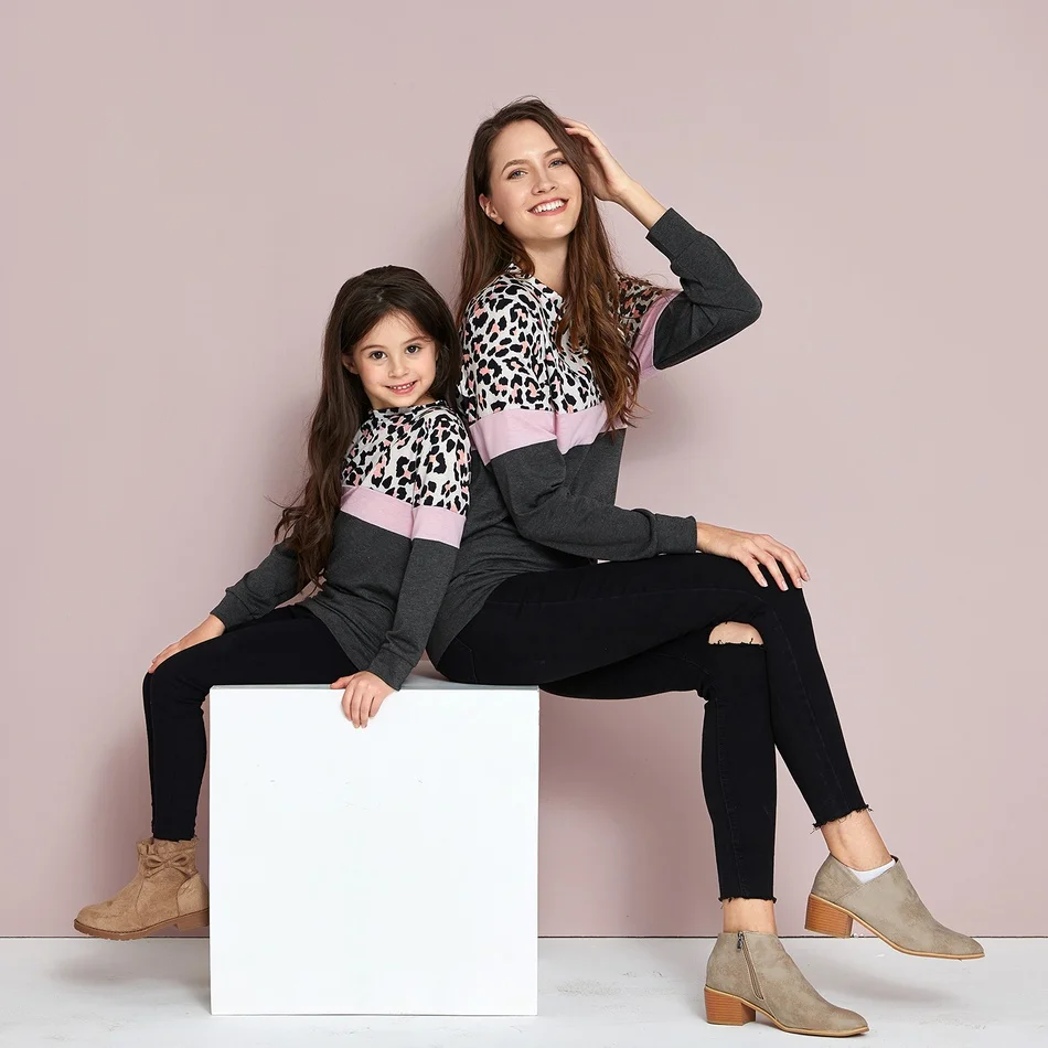 

PatPat Leopard Printed Colorblock Family Matching Sweatshirts