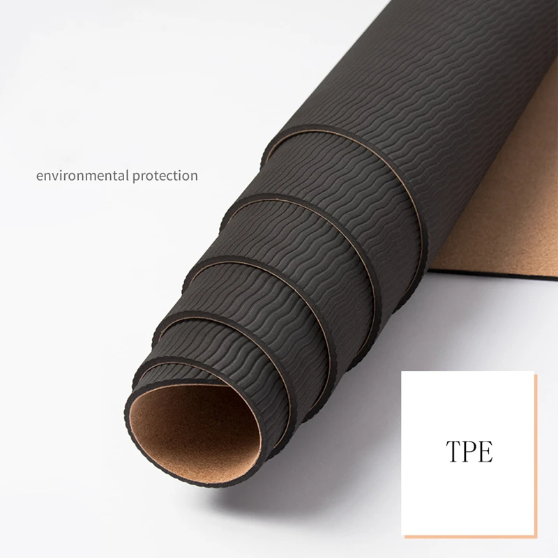 4 мм натуральный пробковый коврик для йоги из ТПЭ нескользящий с принтом фитнеса