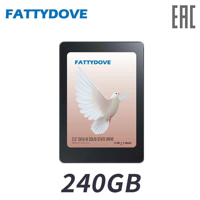 FATTYDOVE 2.5 inch SSD 240GB Internal Drive Твердотельный накопитель с поддержкой 4K видеоигр / ПК