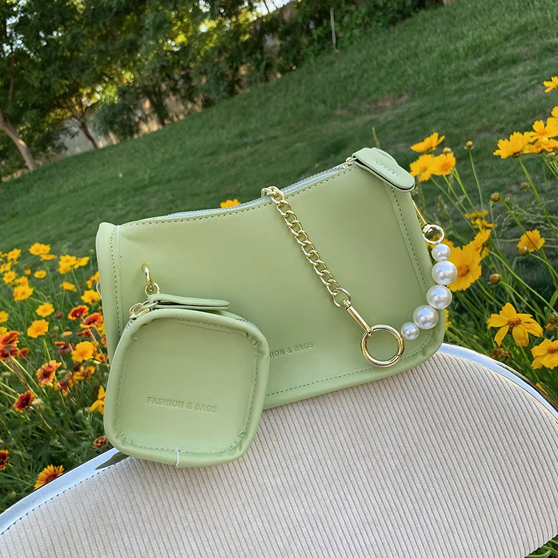 

Personalized Design Coin Purse 2021 Summer New Pearl Chain Bag Korean Fashion One-shoulder Messenger Small Square Bag Female
