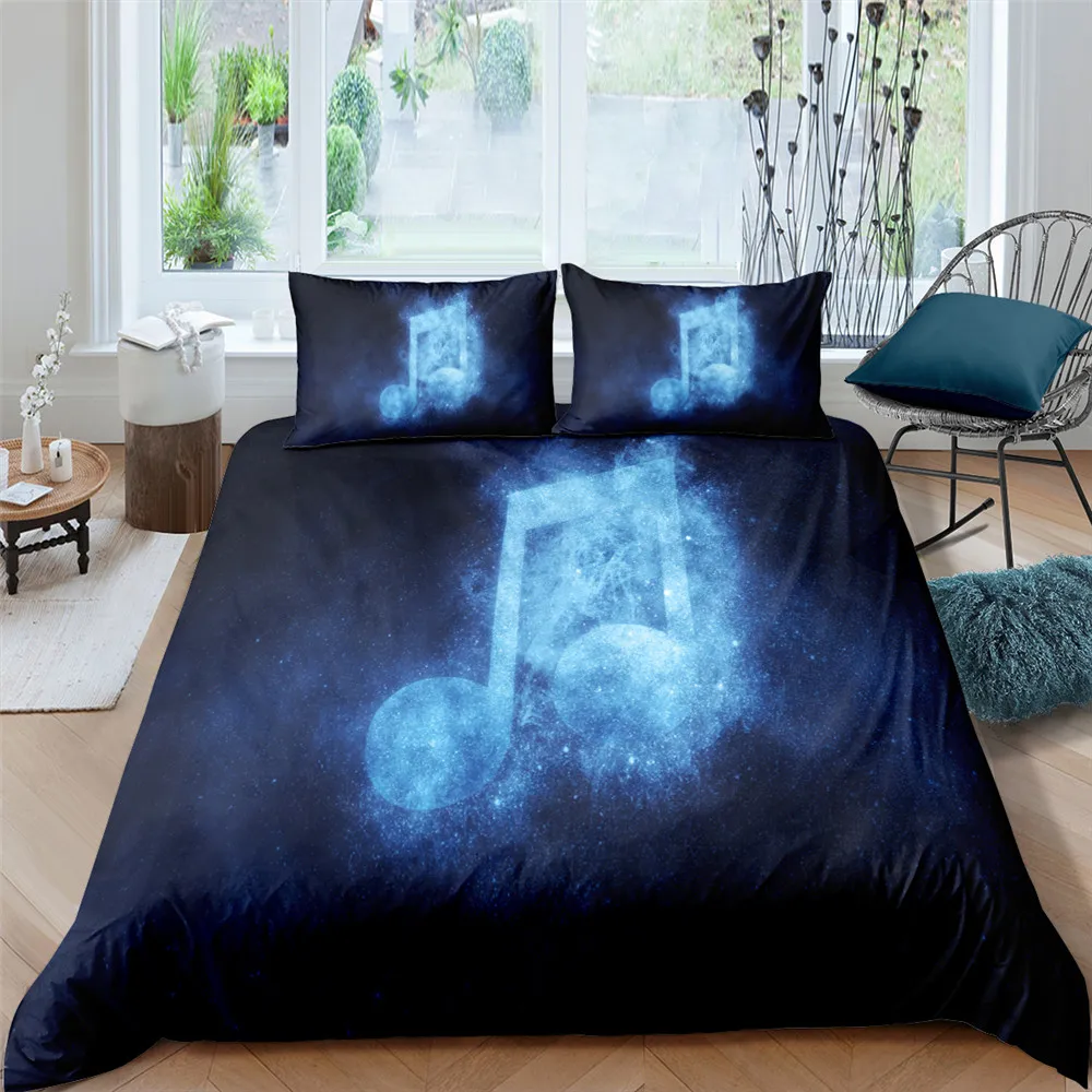 3D печать мечта музыкальная нота пододеяльник Постельное белье Queen Размеры