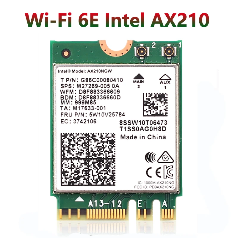 Беспроводная карта Wi-Fi AX210NGW 5374 Мбит/с Intel AX210 Bluetooth 5 2 Двухдиапазонная 4 ГГц/5 ГГц/6