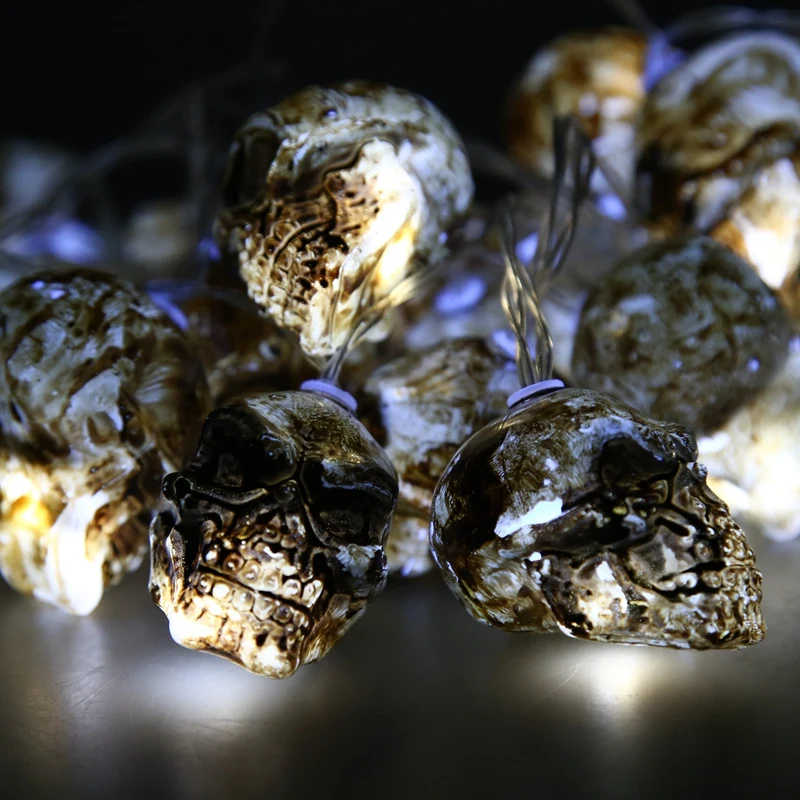 

20LED Halloween Party Decor Battery Powered LED String Skull String Lights Lamp Outdoor Indoor Decoration