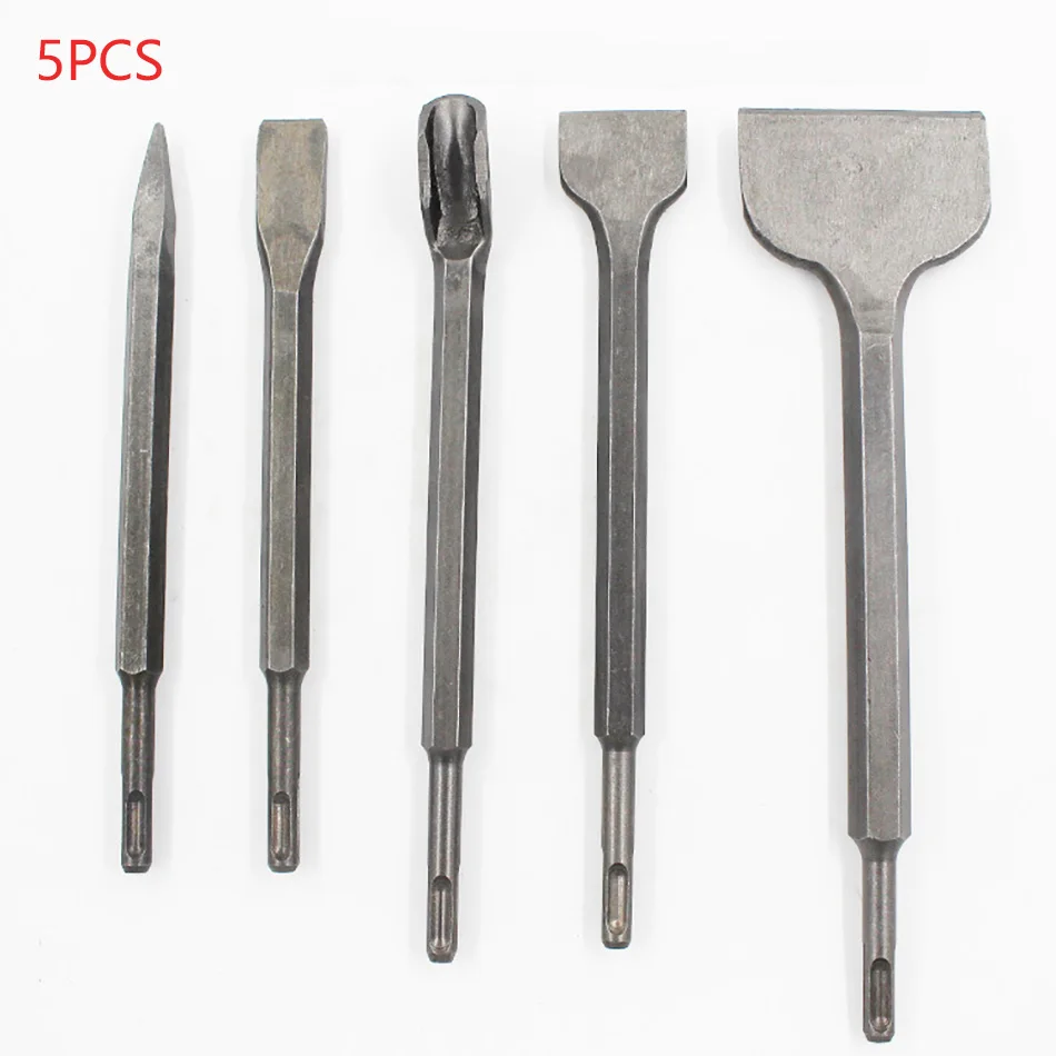 

5pcs/Set Electric Hammer Drill Bits Chisel Plus Rotary Set Fit Concrete Hydropower Installation Tools