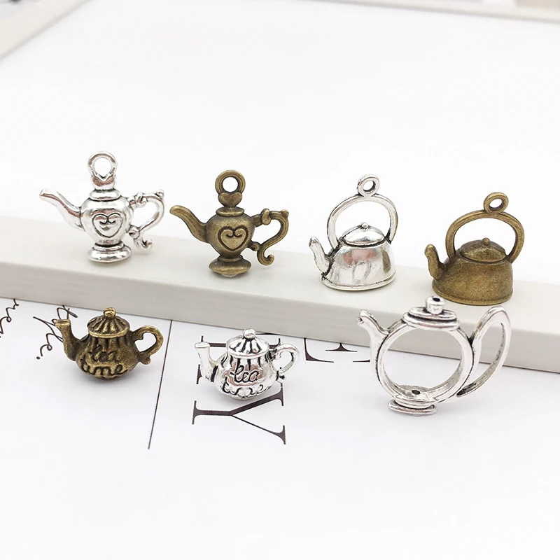 

20Pcs Teapot Charms Pendants DIY Jewelry Making Alloy Findings Accessory For Necklaces Earrings