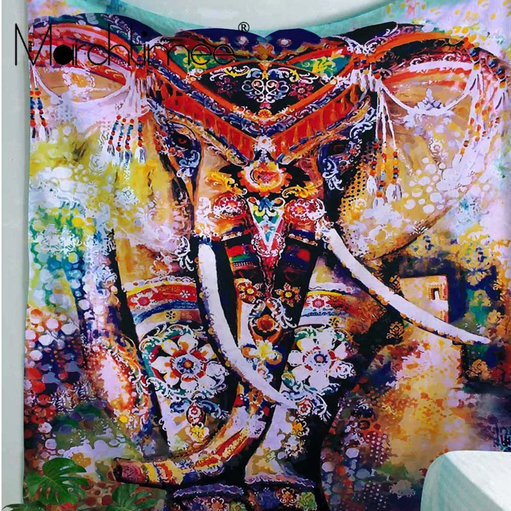 Индийские мандалы настенный многоцветный Индийский Слон художественный гобелен