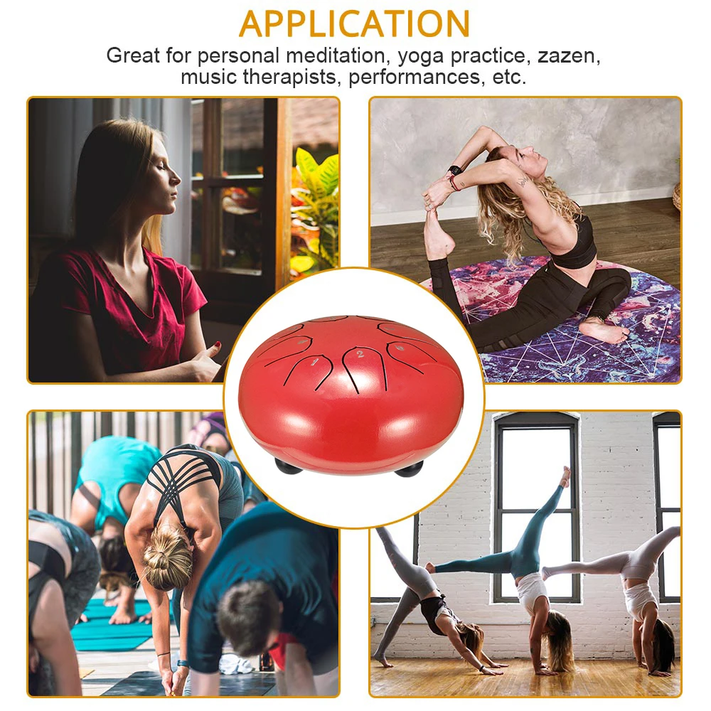 

IKAUOIE 6 Inch Steel Tongue Drum 8 Tune Hand Pan Drum Tank Hang Drum With Drumsticks Carrying Bag Percussion Instruments