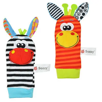 

Hot Baby Infant Cartoon Animal Soft Rattles wristband Handbells Hand Foot Finders Socks Developmental Toy