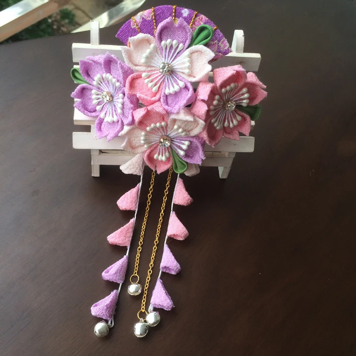 Заколка для волос японское кимоно Yukata повязка на голову из жатой ткани ткань Sakura