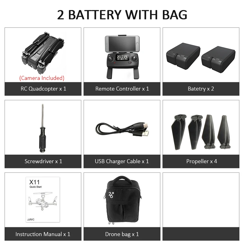 2 Battery with bag JJRC X11 5G wifi FPV с 2K камерой gps 20 минут время полета складной пульт дистанционного управления Дрон Квадрокоптер RTF - Цвет: 2 Battery with bag